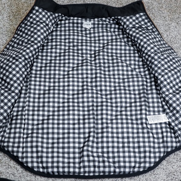 J Crew Quilted Puffer Vest Black Gingham Lined Zipper Pockets Womens Large - Picture 7 of 9